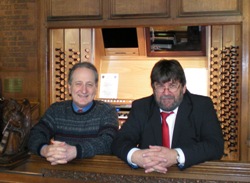Guest organist Paul Hale (left) with St Peter's regular organist Stephen Hamill.